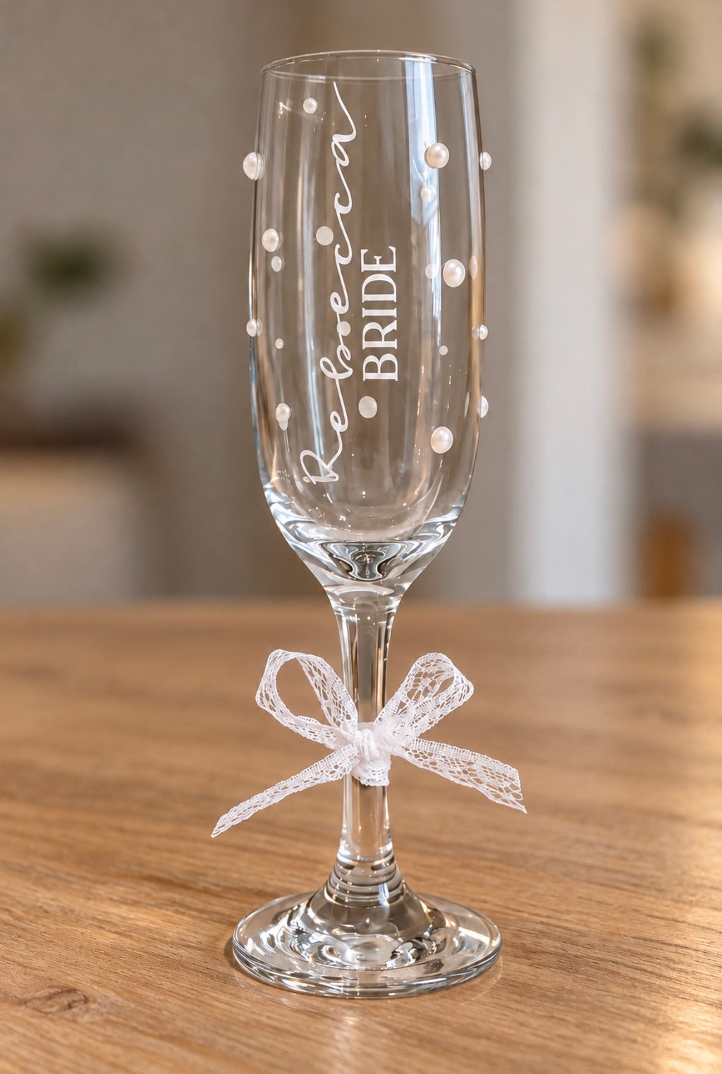 BRIDE GLASS FLUTE | PEARL DECOR