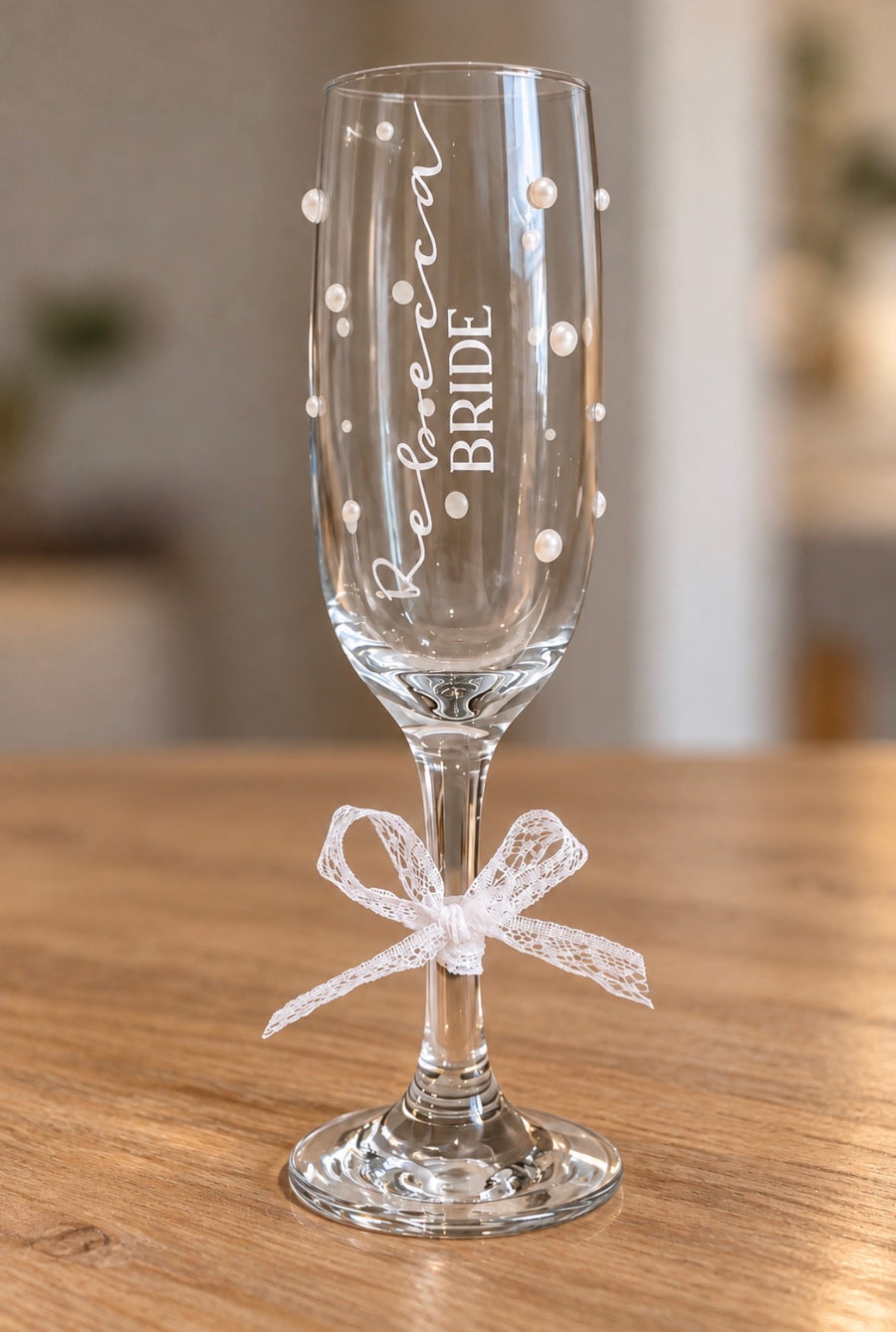 BRIDE GLASS FLUTE | PEARL DECOR