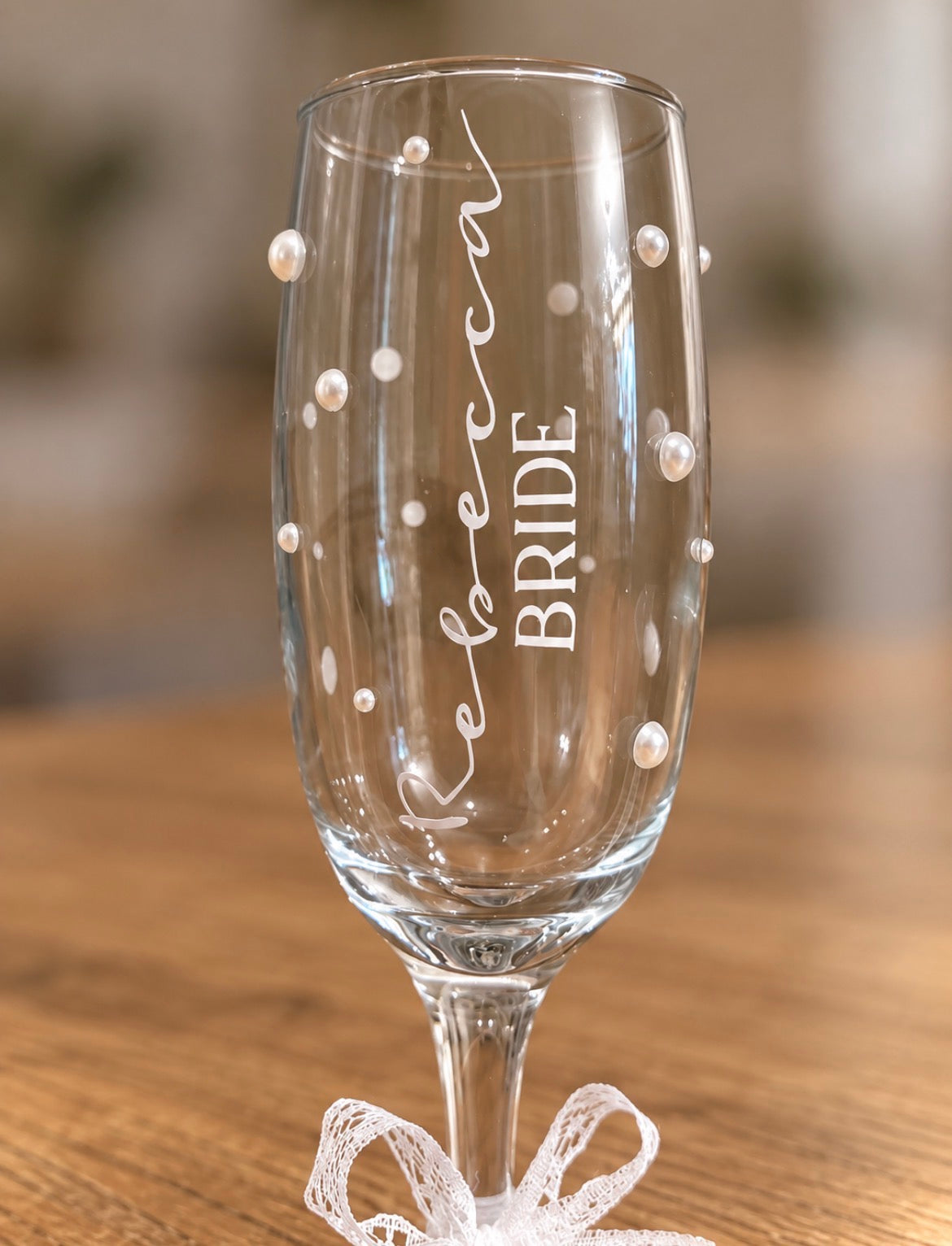 BRIDE GLASS FLUTE | PEARL DECOR