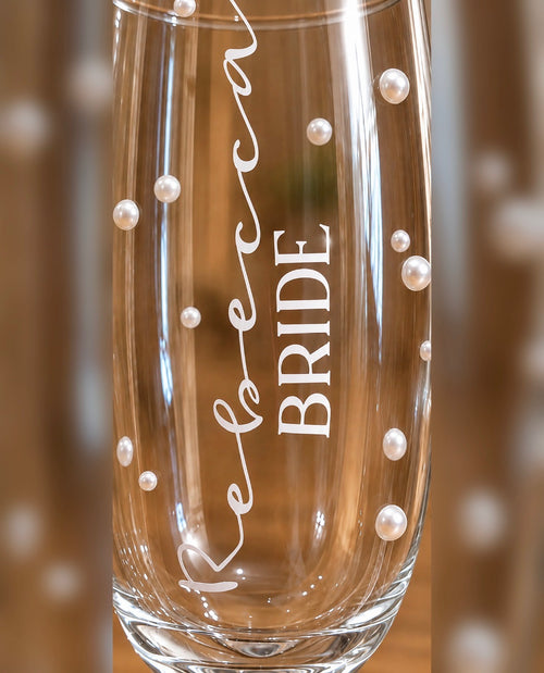 BRIDE GLASS FLUTE | PEARL DECOR