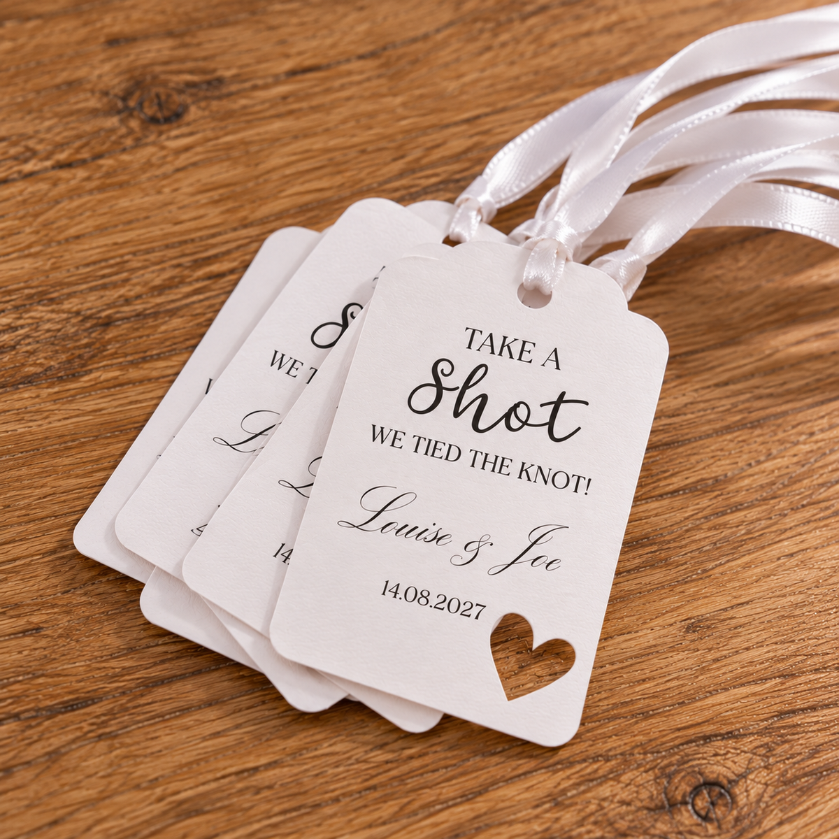 Wedding Favours | Shot Bottle | Tied The Knot | Personalised Tag & 40ml Bottle