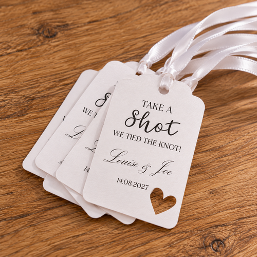 Wedding Favours | Shot Bottle | Tied The Knot | Personalised Tag & 40ml Bottle